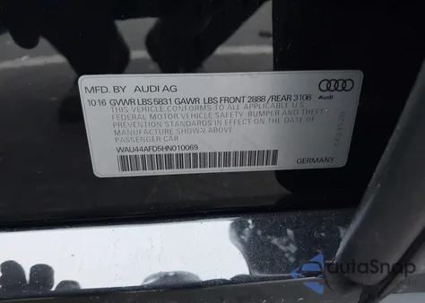 2017 Audi A8 L 3.0T from USA, damaged, VIN WAU44AFD5HN010069